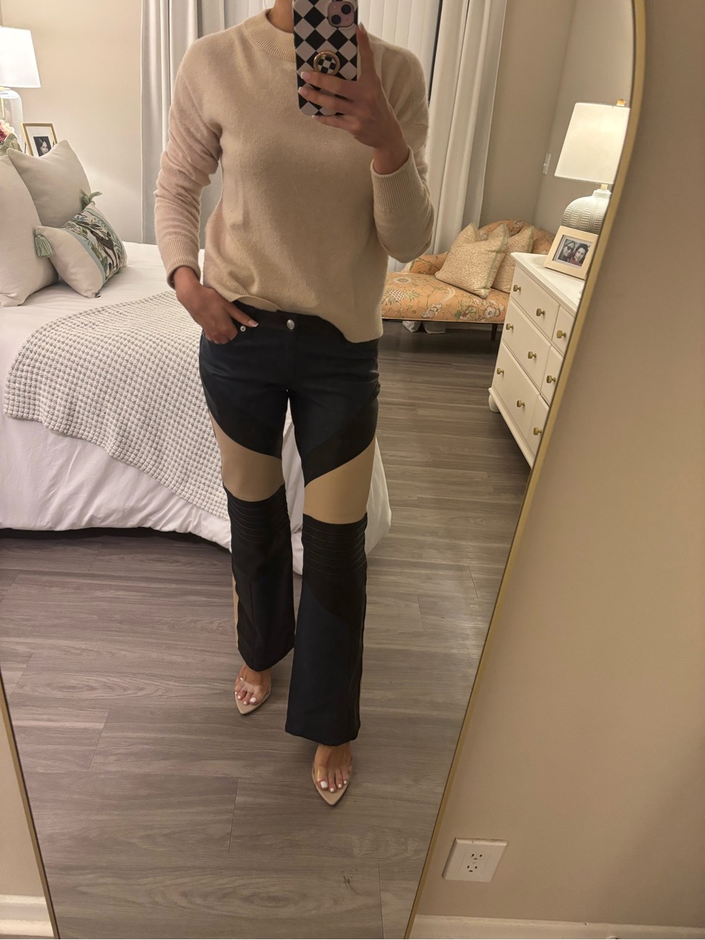 🖤🤎 Zadig & Voltaire Défilé Colorblock Leather Moto Pants — Size 6 🤎🖤